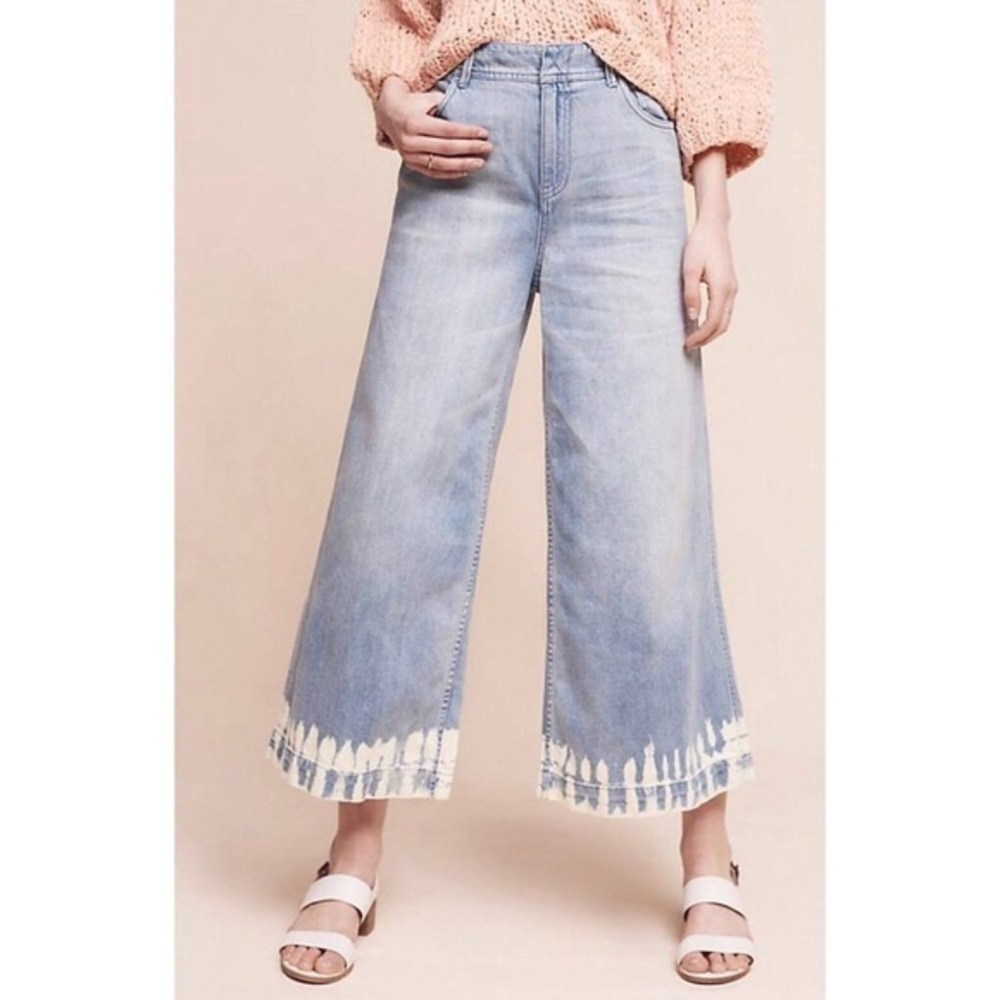 Pilcro and the letterpress Wide Leg Crop Bleached Jeans SZ 27